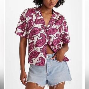 Express Vibrant Paisley Button-Up Shirt size small